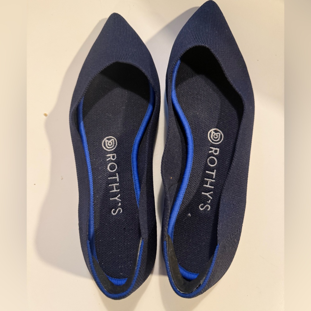 Rothy's Navy Blue Pointed-Toe Flats